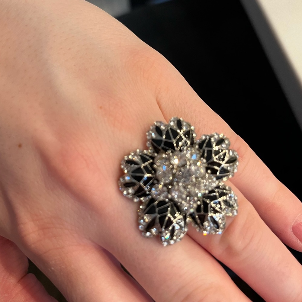Black and silver flower ring!